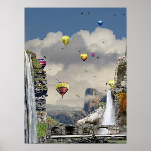 Fantastische heteluchtballon poster (Voorkant)