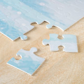 Fantastische hond in kerstcadeauwagen sneeuw legpuzzel (Zijkant)