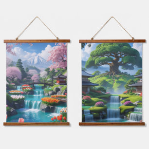 Fantastische Japanse Tuin Scène Hangend Wandkleed