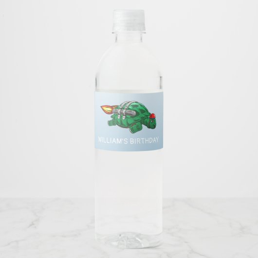 Fantastische Jetpack Schildpad Waterfles Etiket (Voorkant)
