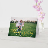 Fantastische kalligrafie Happy Thanksgiving Photo Folie Feestdagenkaart (Orchidee)