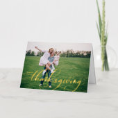 Fantastische kalligrafie Happy Thanksgiving Photo Folie Feestdagenkaart (Voorkant)