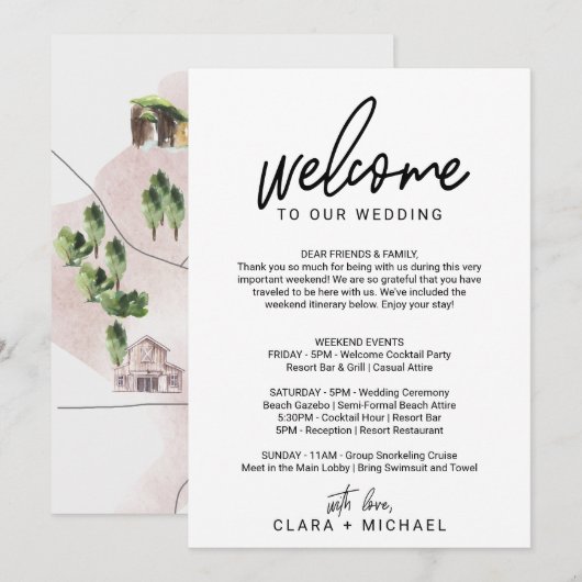 Fantastische kalligrafie welkomstbrief & kaart (Voorkant / Achterkant)