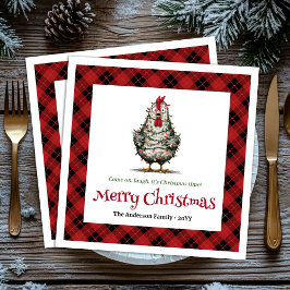 Fantastische kerst kip servetten naam bewerkbaar