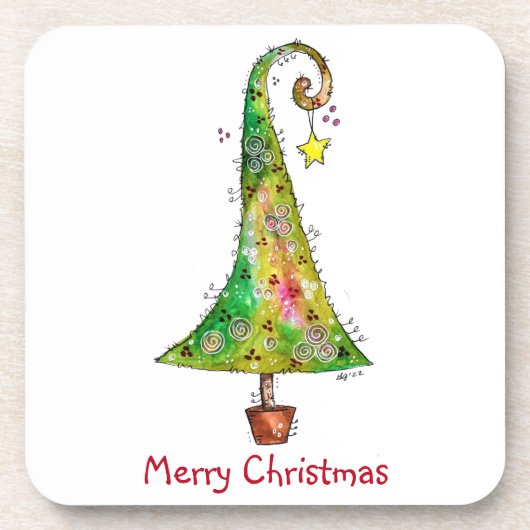 Fantastische Kerstboom Bier Onderzetter (Voorkant)