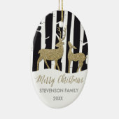 Fantastische kerstgouden deers fotoversiering keramisch ornament (Rechts)