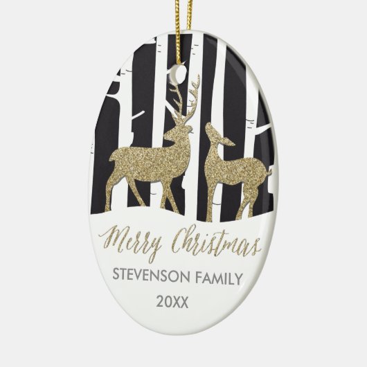 Fantastische kerstgouden deers fotoversiering keramisch ornament (Links)