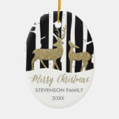 Fantastische kerstgouden deers fotoversiering keramisch ornament (Voorkant)