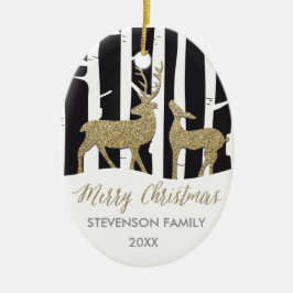 Fantastische kerstgouden deers fotoversiering keramisch ornament