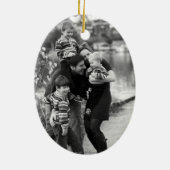 Fantastische kerstgouden deers fotoversiering keramisch ornament (Achterkant)