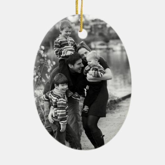 Fantastische kerstgouden deers fotoversiering keramisch ornament (Achterkant)