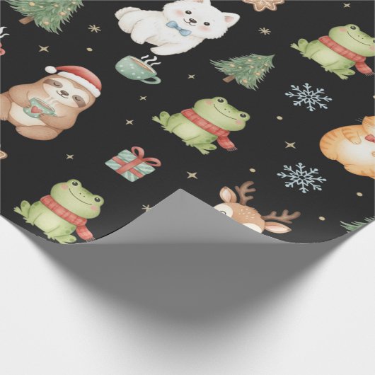 Fantastische Kerstwezens Feestelijke Cadeaupapier (Hoek)