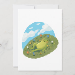 Fantastische kikker die op de heuvel illustratie k kaart