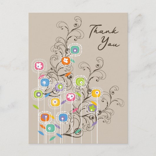 Fantastische kleurrijke bloem tuin bedankt briefkaart (Voorkant)