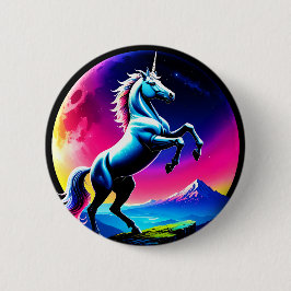 Fantastische Kleurrijke Eenhoorn Wildernis Ronde Button 5,7 Cm