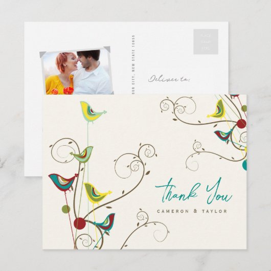 Fantastische kleurrijke vogels en zwemvogels zomer briefkaart (Voorkant / Achterkant)