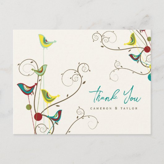 Fantastische kleurrijke vogels en zwemvogels zomer briefkaart (Voorkant)