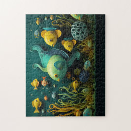 Fantastische kleurrijke zee wezens legpuzzel