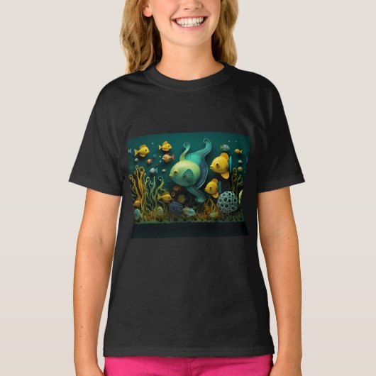 Fantastische kleurrijke zee wezens t-shirt (Voorkant)