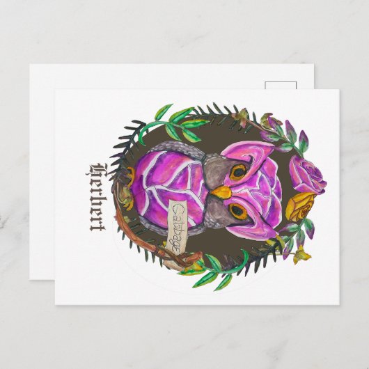 Fantastische kool-uil - schattige uil briefkaart (Voorkant / Achterkant)