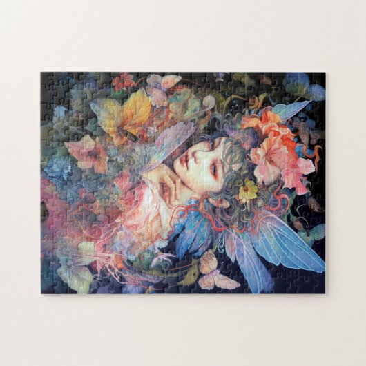 Fantastische kunst in bloemen legpuzzel (Horizontaal)