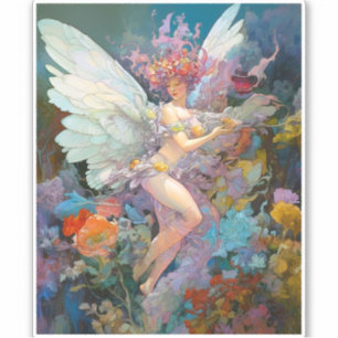Fantastische kunst in bloemen sticker