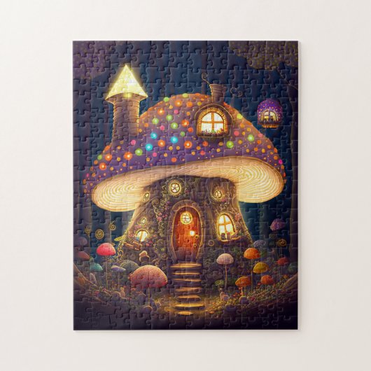 Fantastische kunst in paddenstoel legpuzzel (Verticaal)