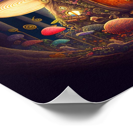 Fantastische kunst in paddenstoel poster (Hoek)