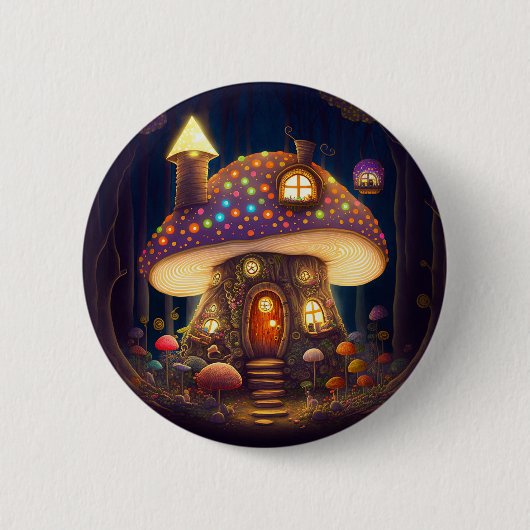 Fantastische kunst in paddenstoel ronde button 5,7 cm (Voorkant)