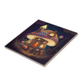 Fantastische kunst in paddenstoel tegeltje (Zijkant)