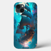 Fantastische kunst van het vliegende schip Case-Mate iPhone case (Achterkant)
