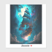 Fantastische kunst van het vliegende schip sticker (Vel)