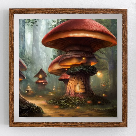 Fantastische kunst van paddenstoelen poster