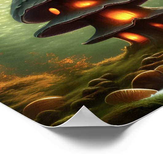 Fantastische kunst van paddenstoelen poster (Hoek)