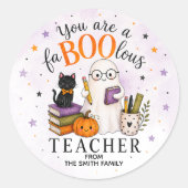 Fantastische Leraar Halloween Ronde Sticker (Voorkant)
