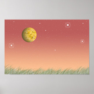 Fantastische maan en een stille sterrenhemel. poster