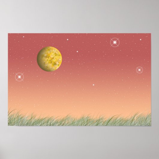 Fantastische maan en een stille sterrenhemel. poster (Voorkant)