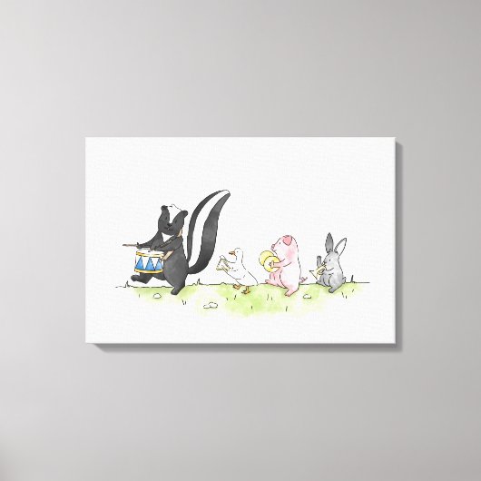Fantastische Marcherende Dierenband Canvas Afdruk (Voorkant)