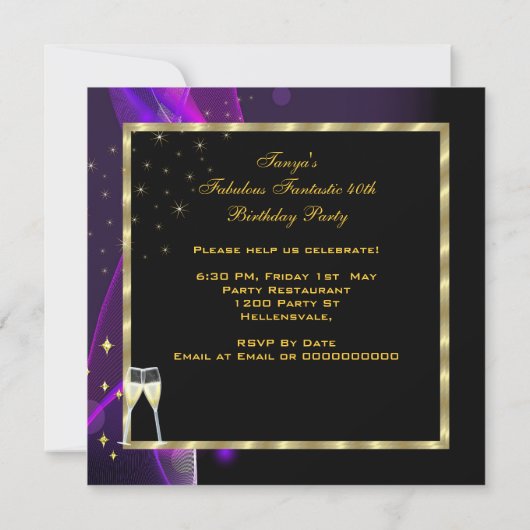 Fantastische, moderne Paarse gouddag Kaart (Achterkant)