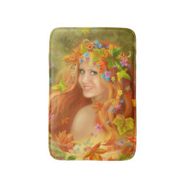 Fantastische mooie feestelijke vrouw herfst, natuu badmat
