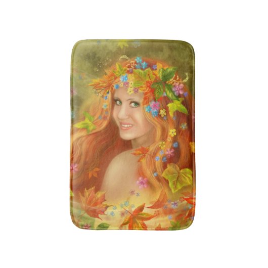 Fantastische mooie feestelijke vrouw herfst, natuu badmat (Voorkant Verticaal)