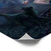 Fantastische mooie vrouw met zwarte kat poster (Hoek)