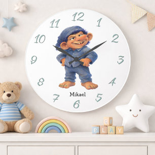 Fantastische muurdecoratie met trol voor kinderen  grote klok