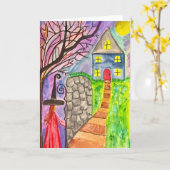 Fantastische Nachtwandeling Fantasy Kunst Kaart (Gele Bloem)