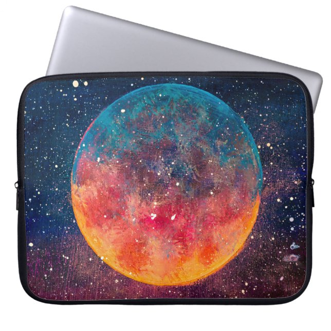 Fantastische olie schildert prachtige grote planee laptop sleeve (Voorkant)