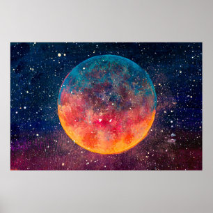 Fantastische olie schildert prachtige grote planee poster