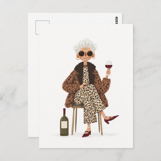 Fantastische oma in Leopard-stijl Briefkaart (Voorkant / Achterkant)
