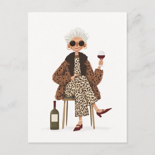 Fantastische oma in Leopard-stijl Briefkaart (Voorkant)