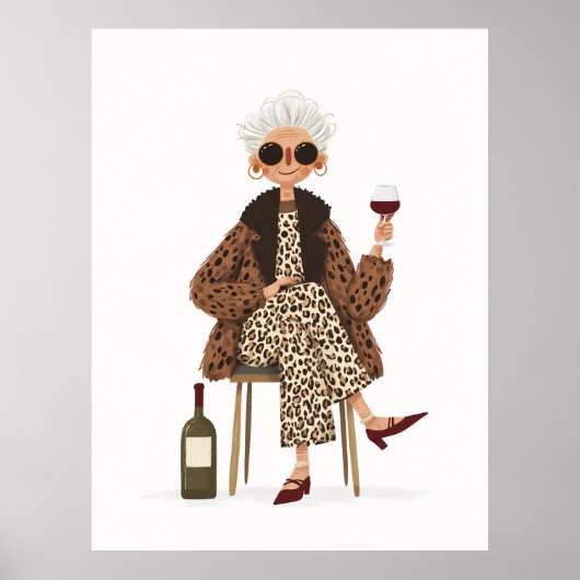 Fantastische oma in Leopard-stijl Poster (Voorkant)