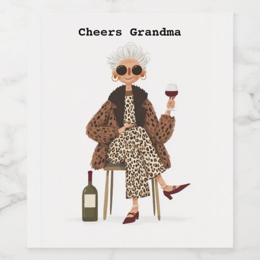 Fantastische oma in Leopard-stijl Wijn Etiket (Enkel label)